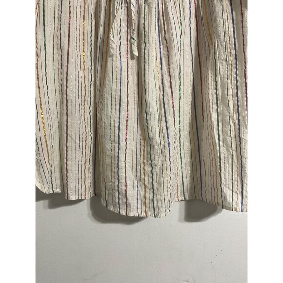 NEVER A WALLFLOWER White Metallic Multicolored Striped Top size Medium - Picture 7 of 13